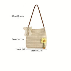 Boho Style Straw Shoulder Bag Woven Summer Beach Bag Tote Bag For Women