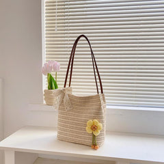 Boho Style Straw Shoulder Bag Woven Summer Beach Bag Tote Bag For Women