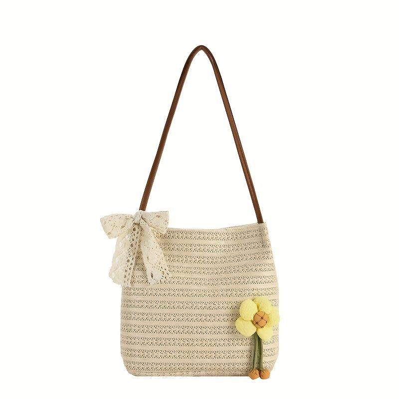 Boho Style Straw Shoulder Bag Woven Summer Beach Bag Tote Bag For Women