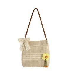 Boho Style Straw Shoulder Bag Woven Summer Beach Bag Tote Bag For Women