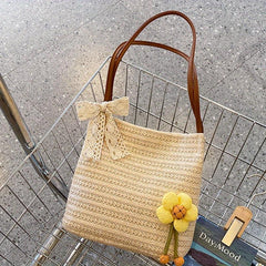 Boho Style Straw Shoulder Bag Woven Summer Beach Bag Tote Bag For Women