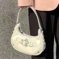 Y2K Baguette Bag Star Buckle Underarm Bag
