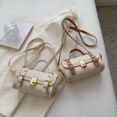 Studded Turn Lock Shoulder Bag Flap PU Leather Crossbody Bag