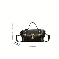 Studded Turn Lock Shoulder Bag Flap PU Leather Crossbody Bag
