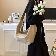 Minimalist Solid Hobo Shoulder Bag Crossbody Bag Women's Large Capacity