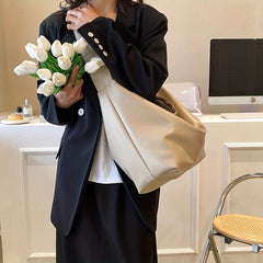 Minimalist Solid Hobo Shoulder Bag Crossbody Bag Women's Large Capacity