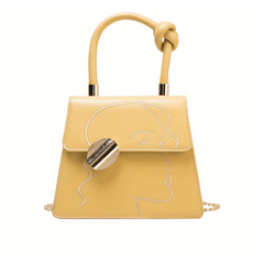 Embroidery Crossbody Bag Chain Shoulder Bag Metal Decor Handbag Purse