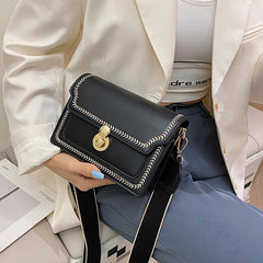 Stitch Detail Flap Square Shoulder Bag Crossbody Purse