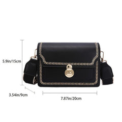 Stitch Detail Flap Square Shoulder Bag Crossbody Purse