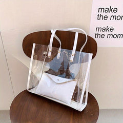 Clear Shoulder Bag Top Handle Tote with Inner Pouch