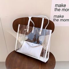 Clear Shoulder Bag Top Handle Tote with Inner Pouch