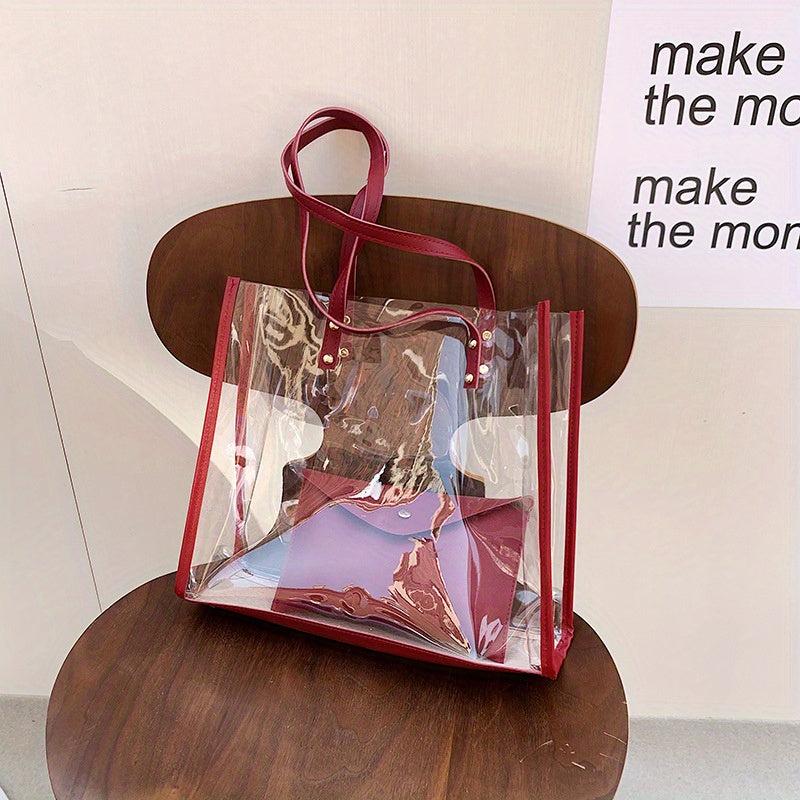 Clear Shoulder Bag Top Handle Tote with Inner Pouch