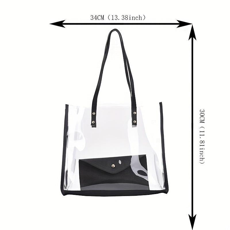 Clear Shoulder Bag Top Handle Tote with Inner Pouch