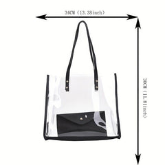 Clear Shoulder Bag Top Handle Tote with Inner Pouch