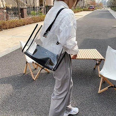 Clear Shoulder Bag Top Handle Tote with Inner Pouch