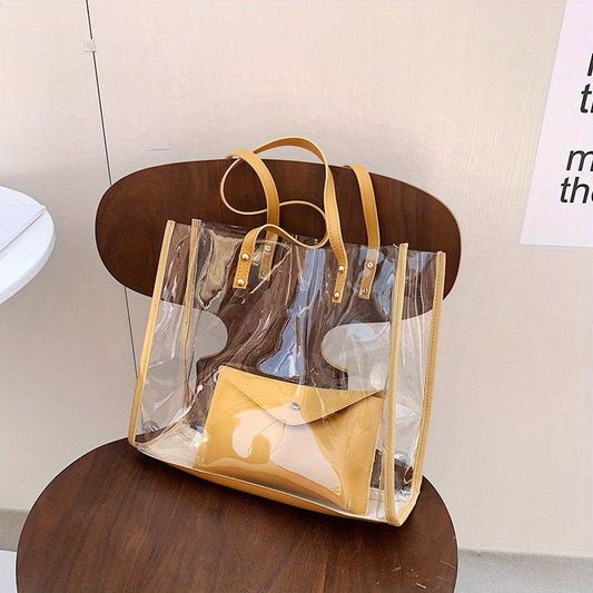 Clear Shoulder Bag Top Handle Tote with Inner Pouch
