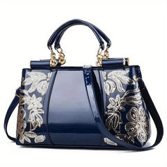 Sequins Flower Pattern Tote Bag Satchel Handbag