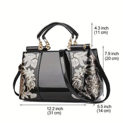 Sequins Flower Pattern Tote Bag Satchel Handbag
