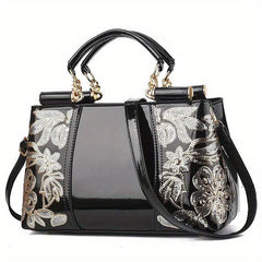 Sequins Flower Pattern Tote Bag Satchel Handbag