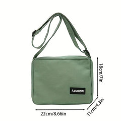 Canvas Crossbody Bag with Letter Patch Shoulder Bsg