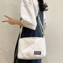 Canvas Crossbody Bag with Letter Patch Shoulder Bsg