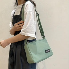 Canvas Crossbody Bag with Letter Patch Shoulder Bsg
