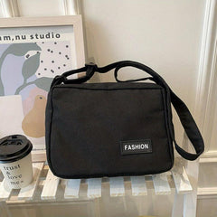 Canvas Crossbody Bag with Letter Patch Shoulder Bsg
