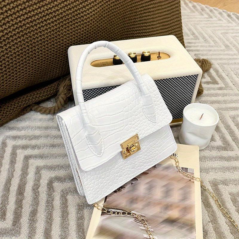 Crocodile Embossed Small Satchel Bag Shoulder Crossbody Women's Bag