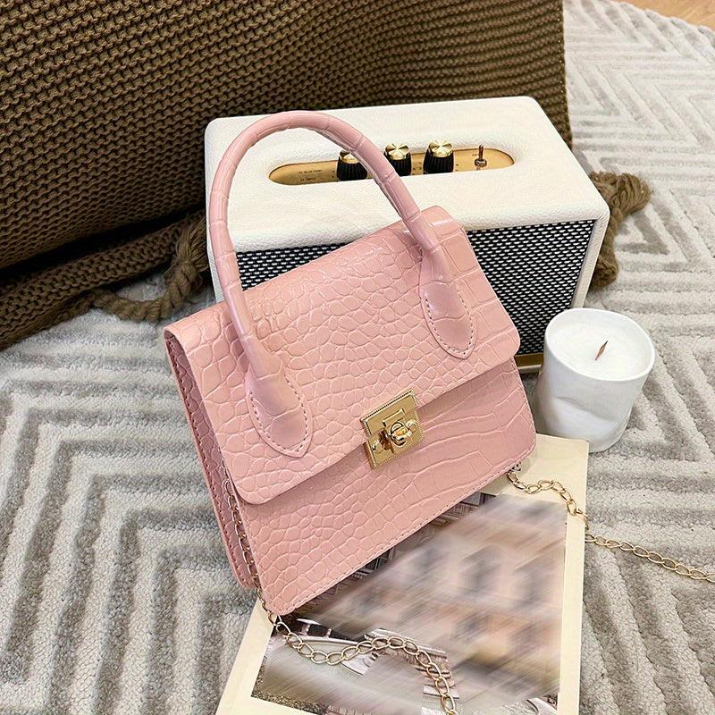 Crocodile Embossed Small Satchel Bag Shoulder Crossbody Women's Bag