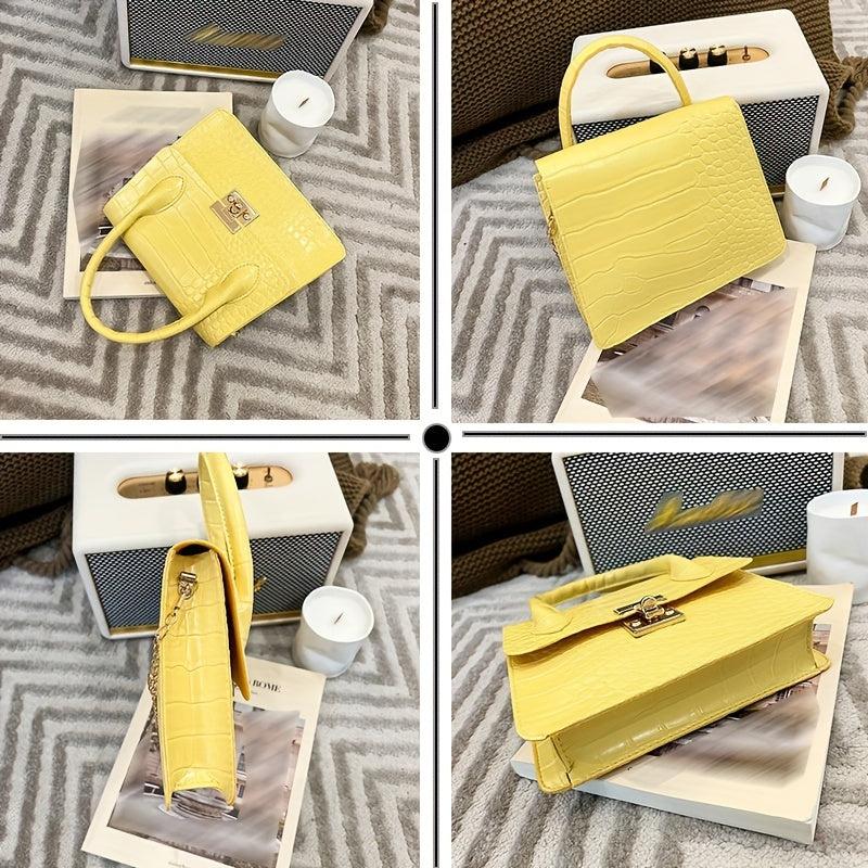 Crocodile Embossed Small Satchel Bag Shoulder Crossbody Women's Bag