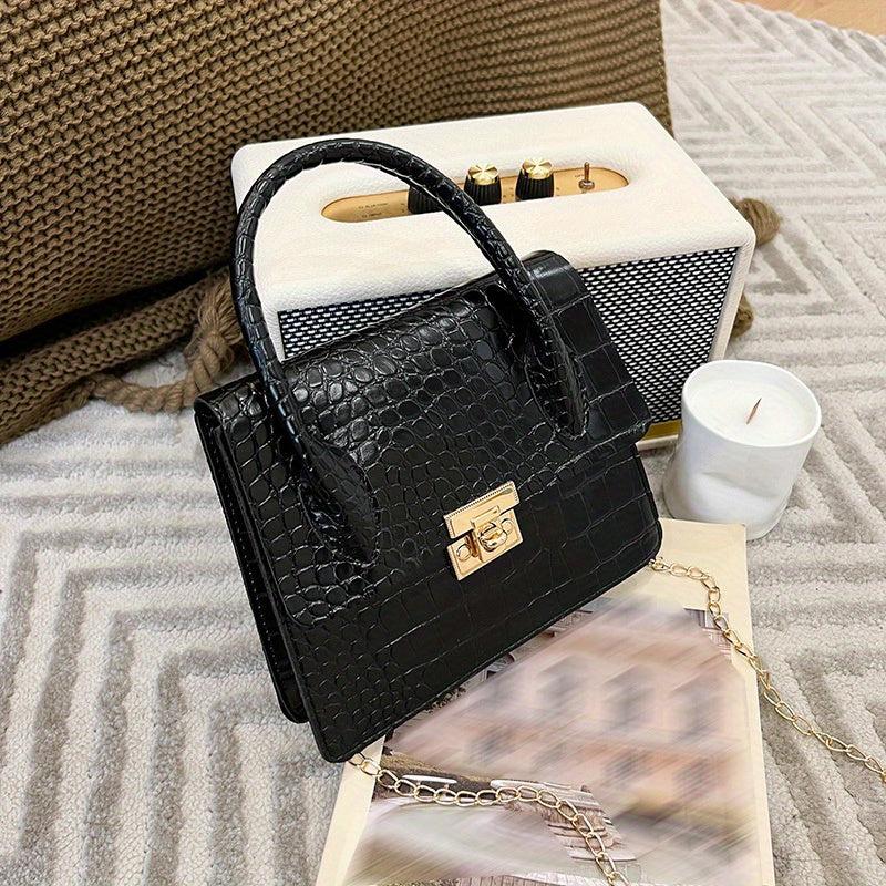 Crocodile Embossed Small Satchel Bag Shoulder Crossbody Women's Bag