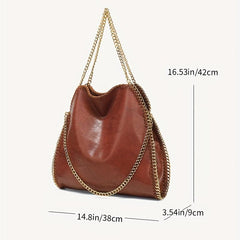 Vintage Chain Shoulder Bag Large Capacity Hobo Bag PU Leather Crossbody Bag