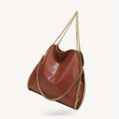 Vintage Chain Shoulder Bag Large Capacity Hobo Bag PU Leather Crossbody Bag