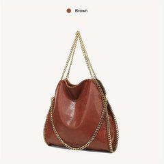 Vintage Chain Shoulder Bag Large Capacity Hobo Bag PU Leather Crossbody Bag