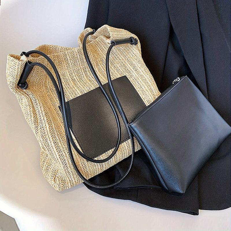 Straw Weaving Handbag Beach Bag Large Capacity Shopping Bag