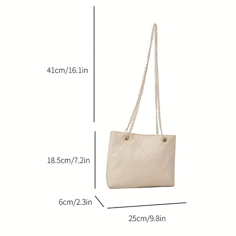 Quilted Argyle Chain Shoulder Bag Crossbody Solid Tote Purse