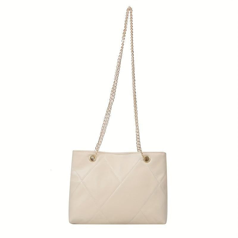 Quilted Argyle Chain Shoulder Bag Crossbody Solid Tote Purse