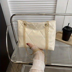 Quilted Argyle Chain Shoulder Bag Crossbody Solid Tote Purse