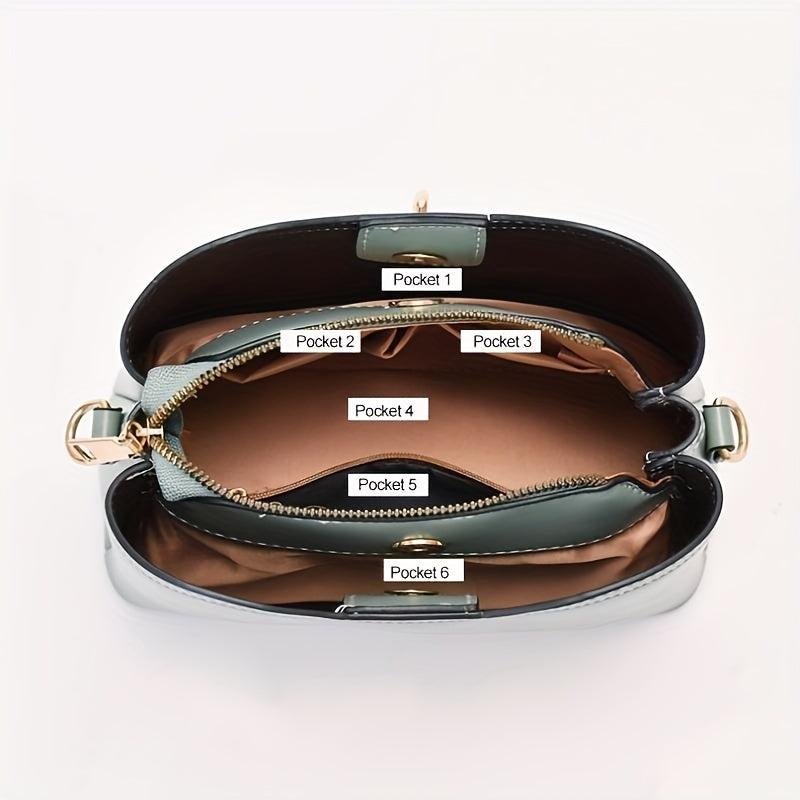 Butterfly Ornament Bucket Bag PU Leather Crossbody Bag