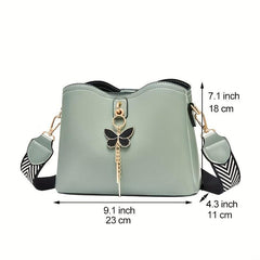 Butterfly Ornament Bucket Bag PU Leather Crossbody Bag