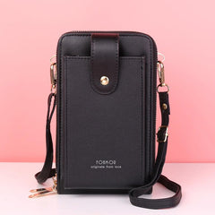 Zipper Phone Wallet Faux Leather Coin Purse Shoulder Bag