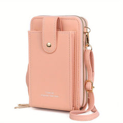 Zipper Phone Wallet Faux Leather Coin Purse Shoulder Bag