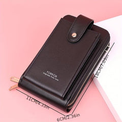 Zipper Phone Wallet Faux Leather Coin Purse Shoulder Bag