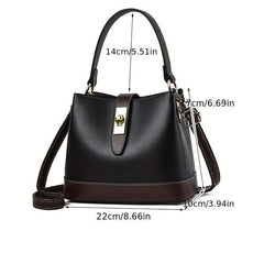 Stylish Large Capacity Bucket Bag Faux Leather Shoulder Bag