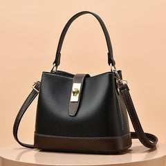 Stylish Large Capacity Bucket Bag Faux Leather Shoulder Bag
