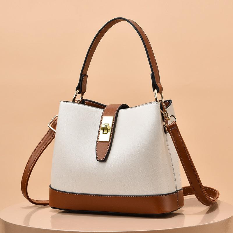 Stylish Large Capacity Bucket Bag Faux Leather Shoulder Bag