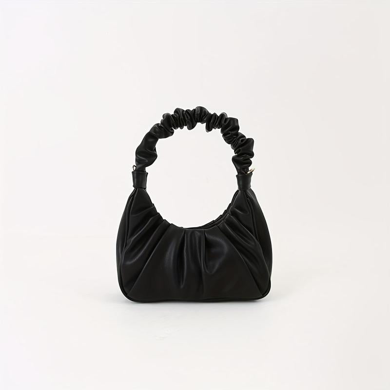 Minimalist Ruched Leather Shoulder Bag