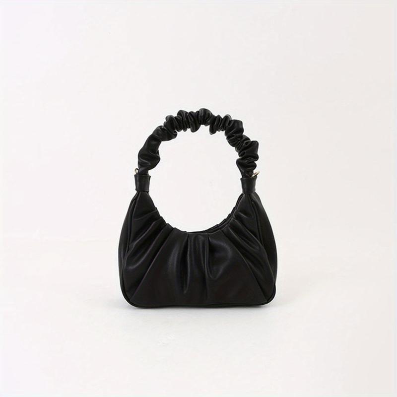 Minimalist Ruched Leather Shoulder Bag