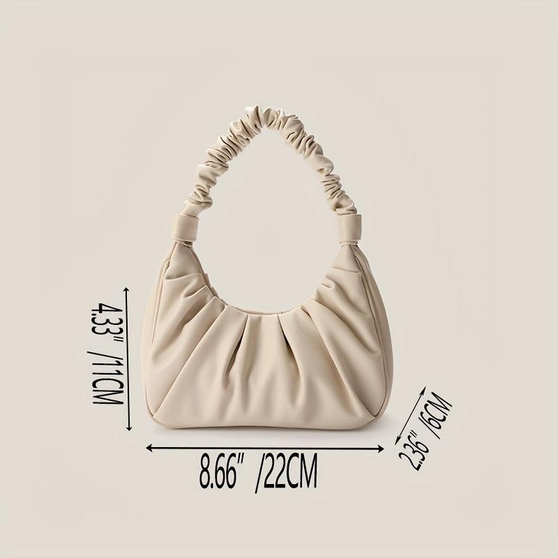 Minimalist Ruched Leather Shoulder Bag
