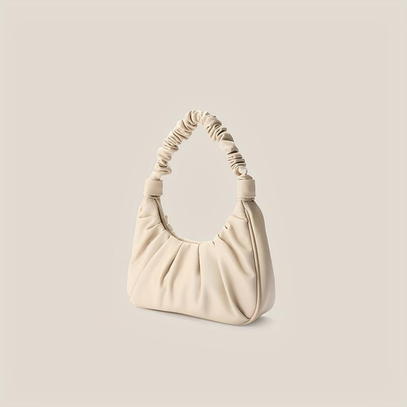 Minimalist Ruched Leather Shoulder Bag